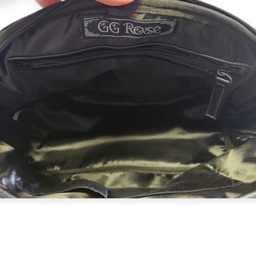 GG Rose Damask Madame Teal Blue Black Patent Leather Gothic Purse - Picture 7 of 8